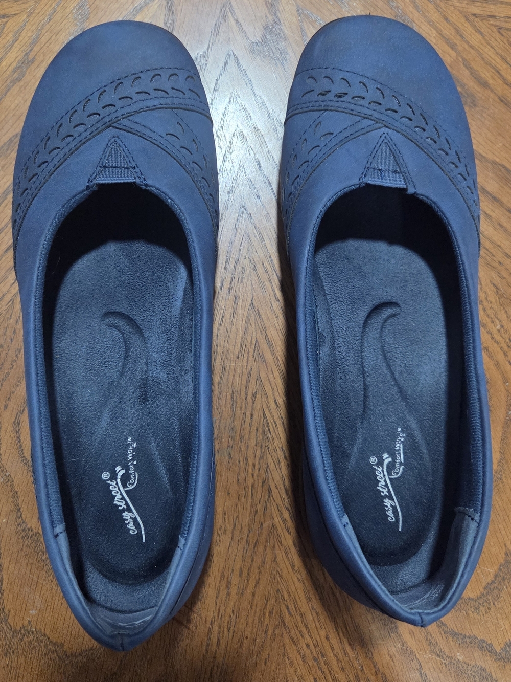 easy street Navy Comfort Slip-On Ballet Flats
